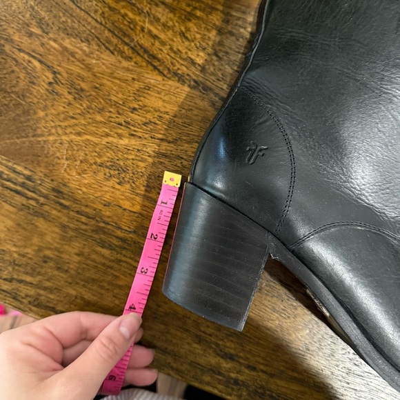 Frye Leather Lace Up Heeled Block Ankle Boots - Picture 11 of 11